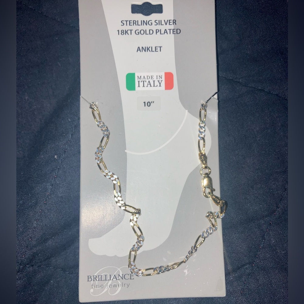 New Sterling Silver and Gold Plated Anklet